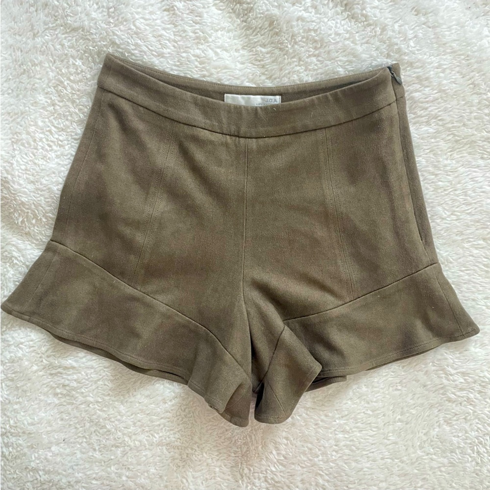 J.O.A. High-Waisted Ruffled Shorts